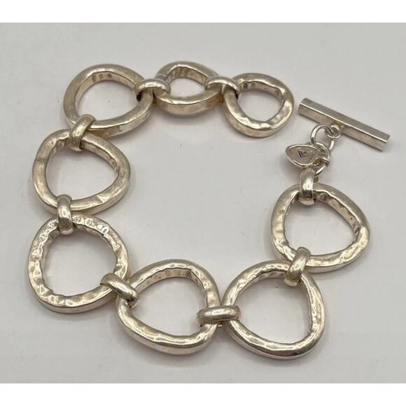 Silpada Sterling Silver 925 Hammered Toggle Link Bracelet Vintage Retired Chunky - Picture 2 of 6